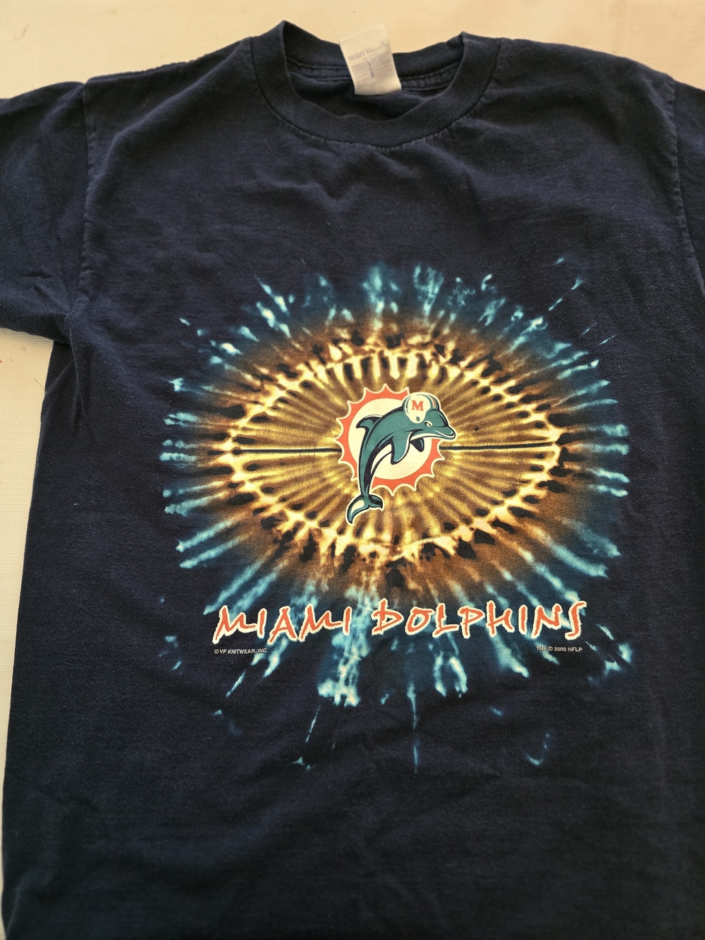 Classic Navy Tie-Dye Miami Dolphins Logo Tee Luke New Size 14